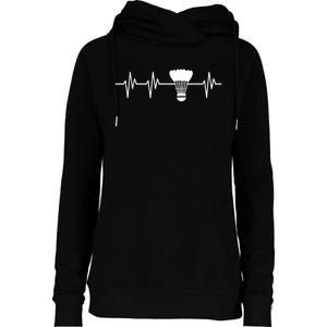 Shuttlecock Heartbeat Funny Badminton Player Womens Funnel Neck Pullover Hood