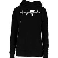 Shuttlecock Heartbeat Funny Badminton Player Womens Funnel Neck Pullover Hood