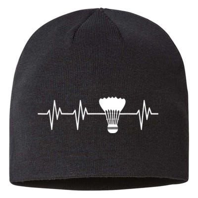 Shuttlecock Heartbeat Funny Badminton Player Sustainable Beanie