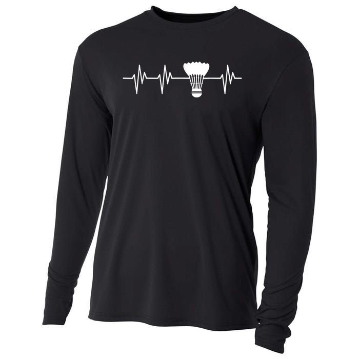 Shuttlecock Heartbeat Funny Badminton Player Cooling Performance Long Sleeve Crew