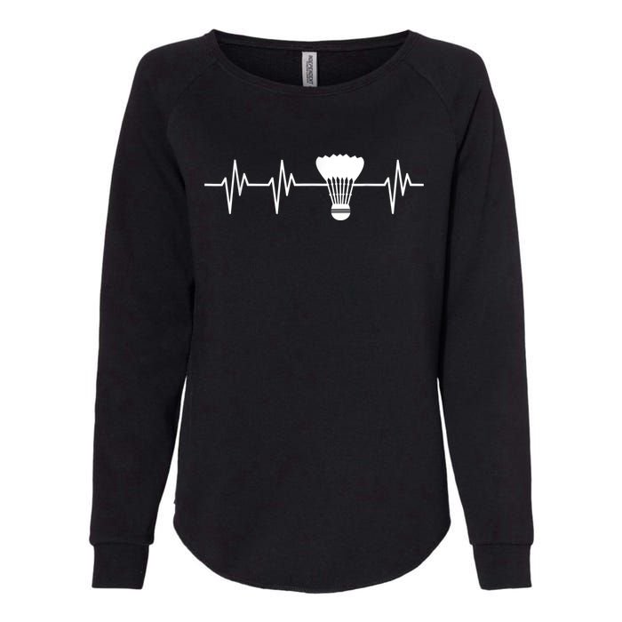 Shuttlecock Heartbeat Funny Badminton Player Womens California Wash Sweatshirt