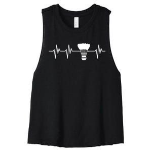 Shuttlecock Heartbeat Funny Badminton Player Women's Racerback Cropped Tank