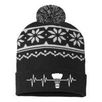 Shuttlecock Heartbeat Funny Badminton Player USA-Made Snowflake Beanie