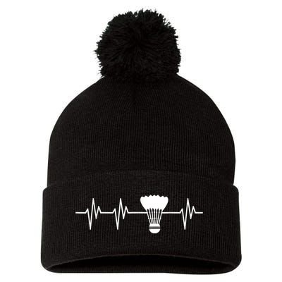 Shuttlecock Heartbeat Funny Badminton Player Pom Pom 12in Knit Beanie