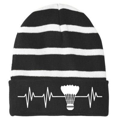 Shuttlecock Heartbeat Funny Badminton Player Striped Beanie with Solid Band