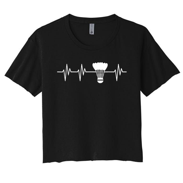 Shuttlecock Heartbeat Funny Badminton Player Women's Crop Top Tee