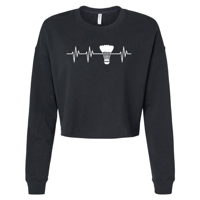 Shuttlecock Heartbeat Funny Badminton Player Cropped Pullover Crew