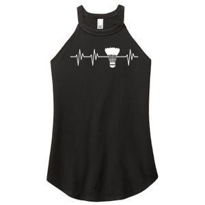 Shuttlecock Heartbeat Funny Badminton Player Women's Perfect Tri Rocker Tank