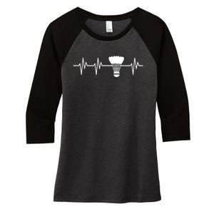 Shuttlecock Heartbeat Funny Badminton Player Women's Tri-Blend 3/4-Sleeve Raglan Shirt