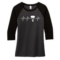 Shuttlecock Heartbeat Funny Badminton Player Women's Tri-Blend 3/4-Sleeve Raglan Shirt