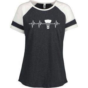 Shuttlecock Heartbeat Funny Badminton Player Enza Ladies Jersey Colorblock Tee