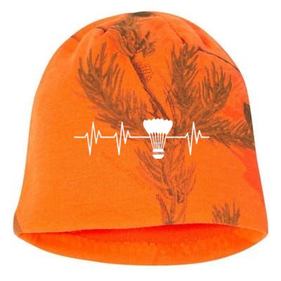 Shuttlecock Heartbeat Funny Badminton Player Kati - Camo Knit Beanie