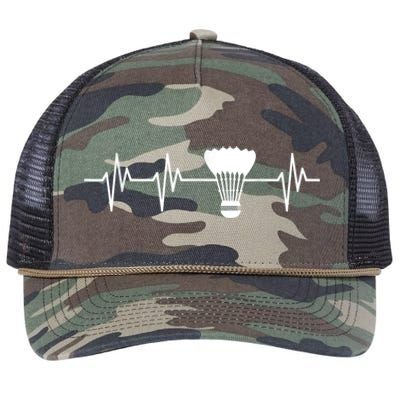 Shuttlecock Heartbeat Funny Badminton Player Retro Rope Trucker Hat Cap