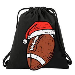 Santa Hat for American Football Fans Festive Sports Holiday Gift Drawstring Bag