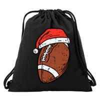 Santa Hat for American Football Fans Festive Sports Holiday Gift Drawstring Bag