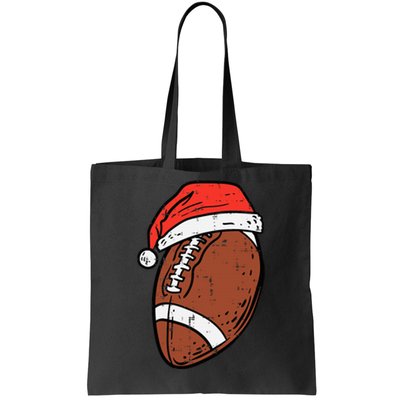 Santa Hat for American Football Fans Festive Sports Holiday Gift Tote Bag