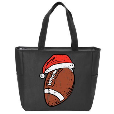 Santa Hat for American Football Fans Festive Sports Holiday Gift Zip Tote Bag