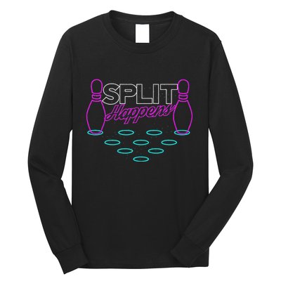 Split Happens Funny Bowling Long Sleeve Shirt