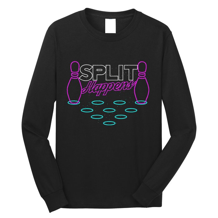 Split Happens Funny Bowling Long Sleeve Shirt