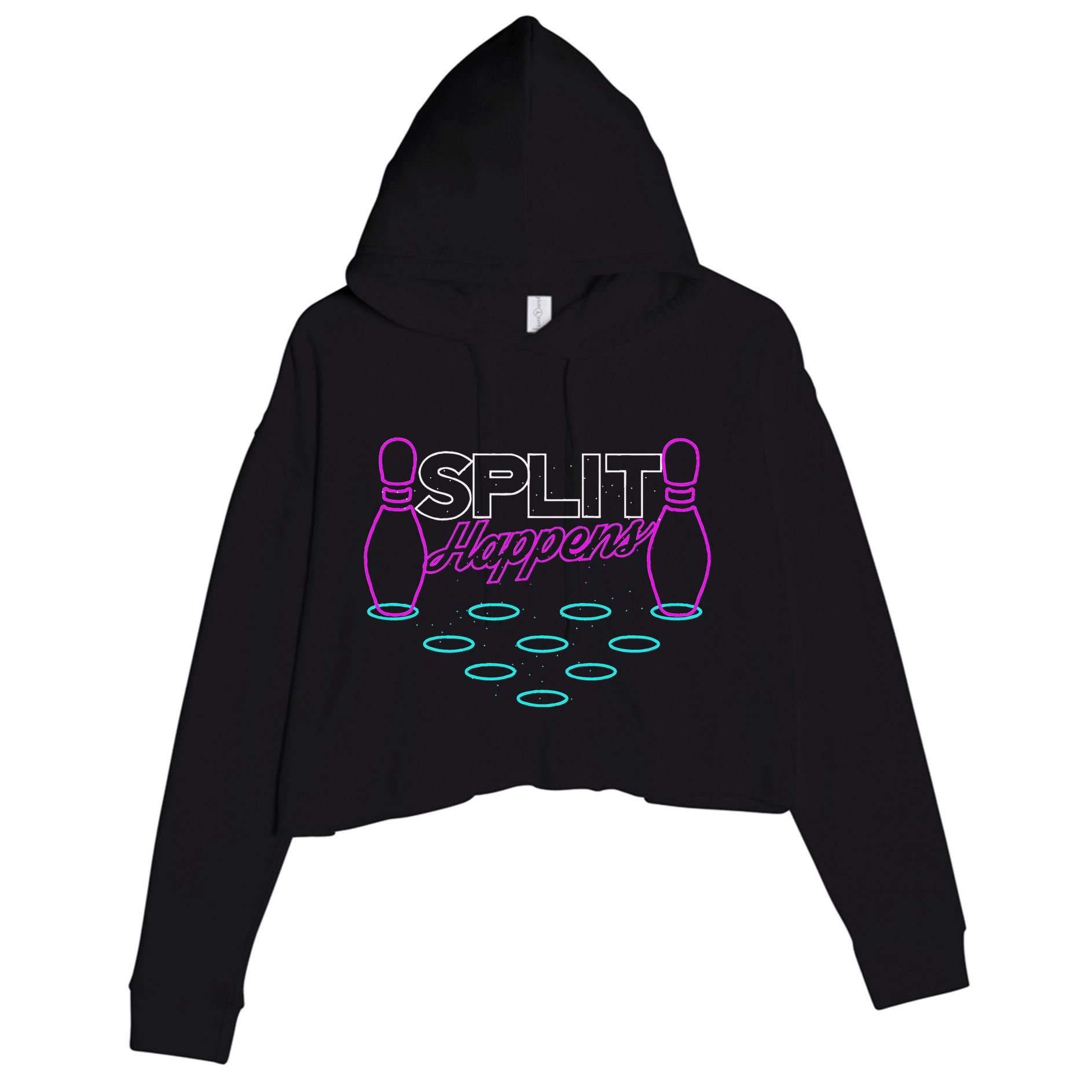 Split Happens Funny Bowling Crop Fleece Hoodie