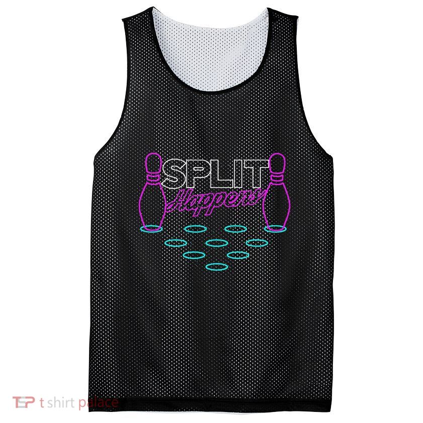 Split Happens Funny Bowling Mesh Reversible Basketball Jersey Tank