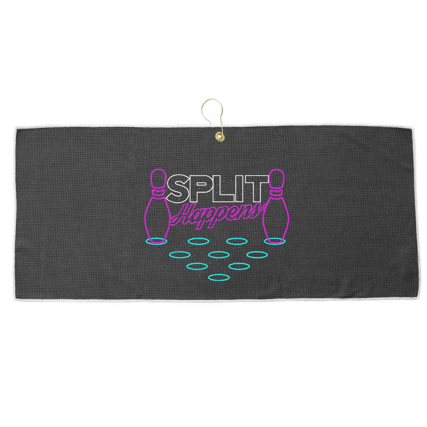 Split Happens Funny Bowling Large Microfiber Waffle Golf Towel