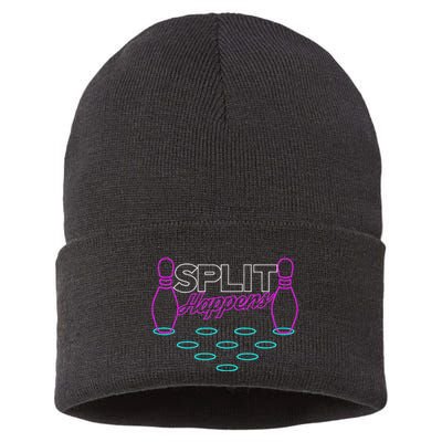 Split Happens Funny Bowling Sustainable Knit Beanie