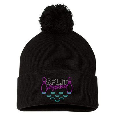 Split Happens Funny Bowling Pom Pom 12in Knit Beanie