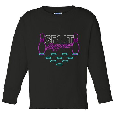 Split Happens Funny Bowling Toddler Long Sleeve Shirt