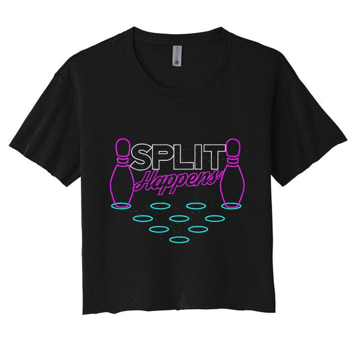 Split Happens Funny Bowling Women's Crop Top Tee