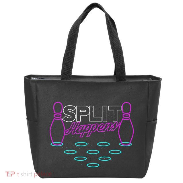 Split Happens Funny Bowling Zip Tote Bag