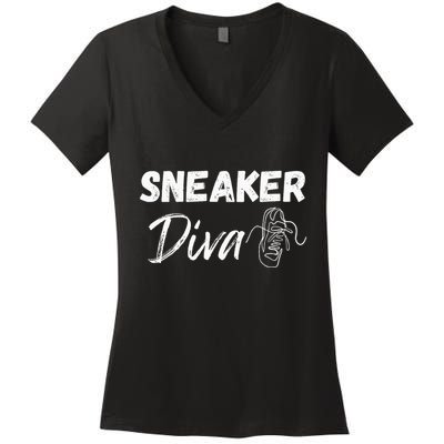 Sneaker Head Fans Sneaker Diva Women's V-Neck T-Shirt