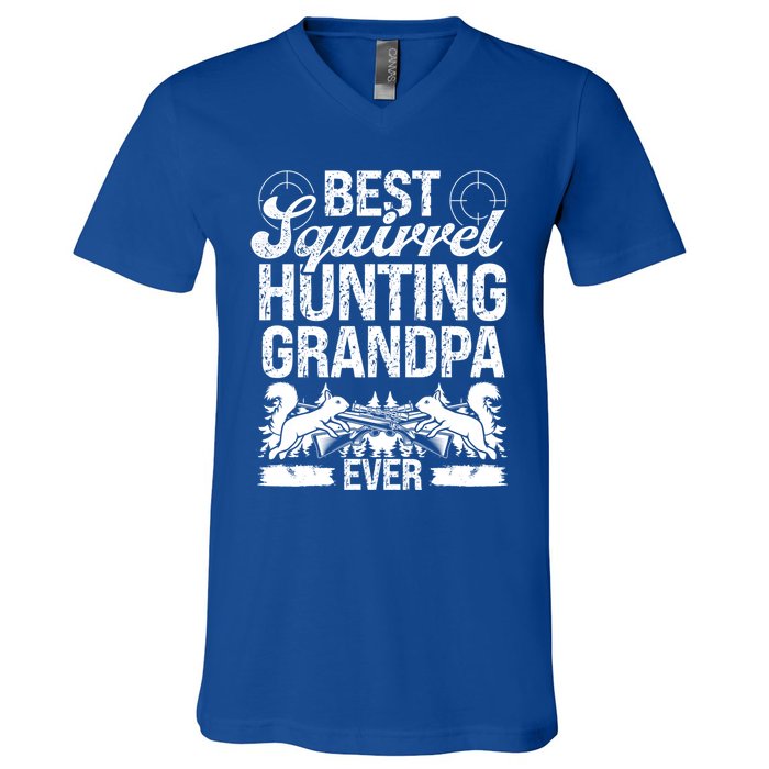 Squirrel Hunting Fathers Day For Squirrel Hunter Grandpa Gift V-Neck T-Shirt