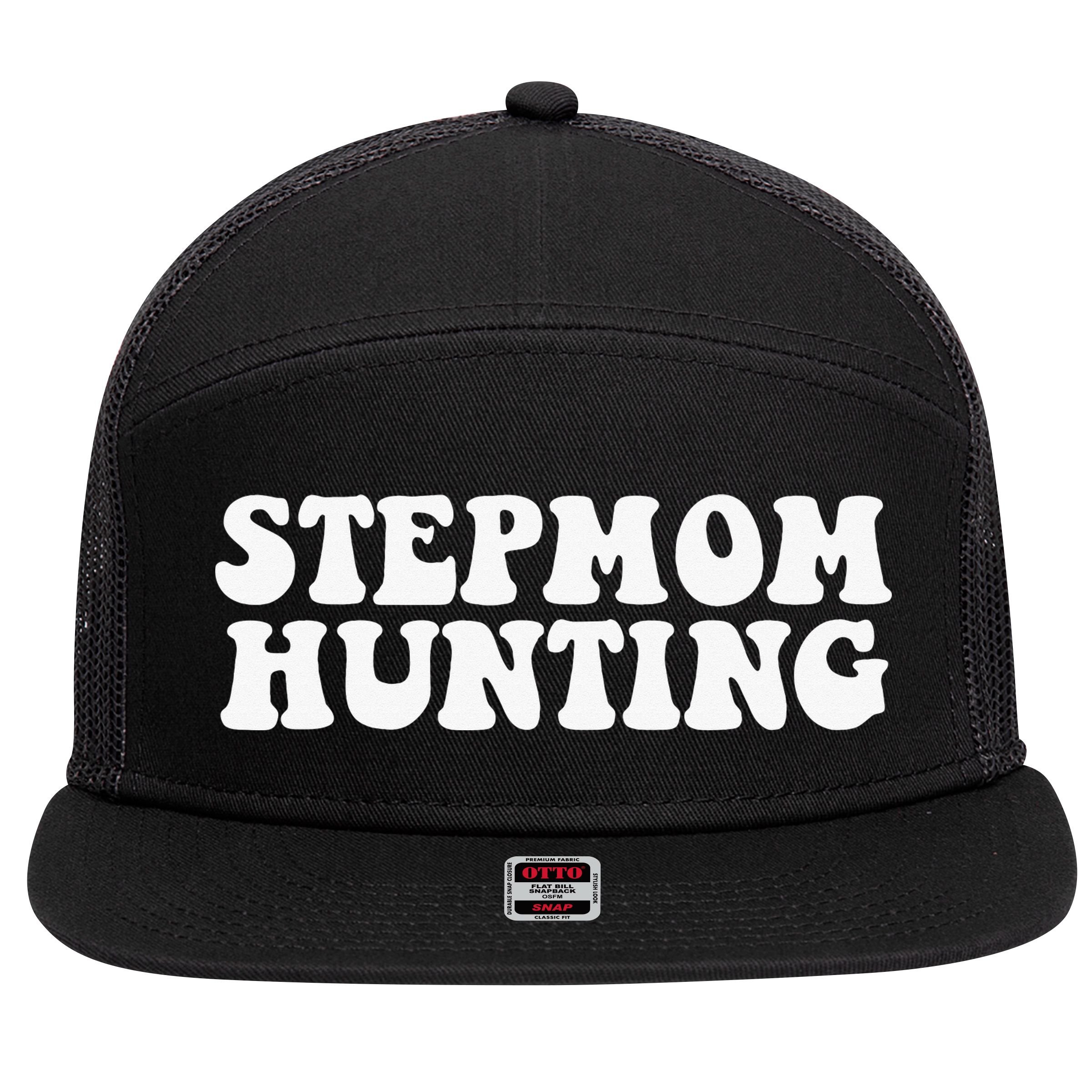 Stepmom Hunting Funny Quote Saying Step Mom Hunting 7 Panel Mesh Trucker Snapback Hat