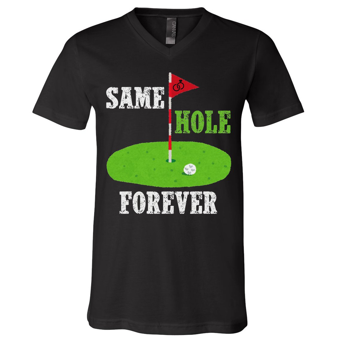 Same Hole Forever Groom Bachelor Party Funny Golf Married V-Neck T-Shirt