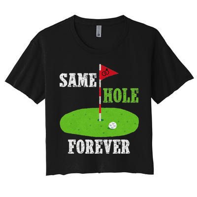 Same Hole Forever Groom Bachelor Party Funny Golf Married Crop Top