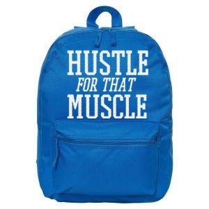 Simple  Hustle For That Muscle  White Sports Text Designed Gift 16 in Basic Backpack