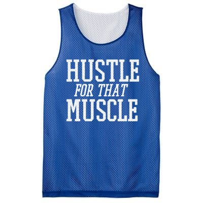 Simple  Hustle For That Muscle  White Sports Text Designed Gift Mesh Reversible Basketball Jersey Tank