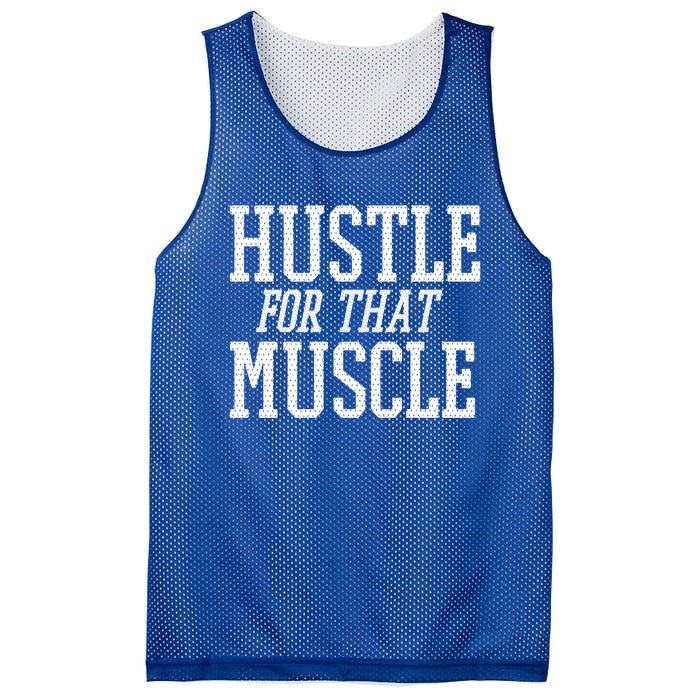 Simple  Hustle For That Muscle  White Sports Text Designed Gift Mesh Reversible Basketball Jersey Tank