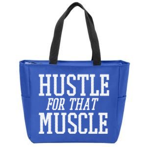 Simple  Hustle For That Muscle  White Sports Text Designed Gift Zip Tote Bag