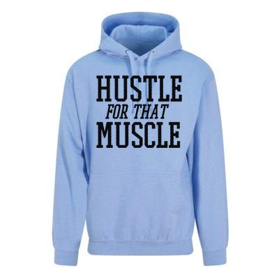 Simple  Hustle For That Muscle  White Sports Text Designed Gift Unisex Surf Hoodie