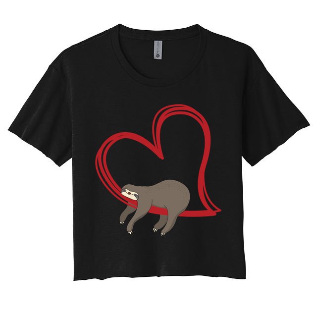 Sloth Heart Funny Gift Love Sloths Funny Gift Funny Gift Crop Top