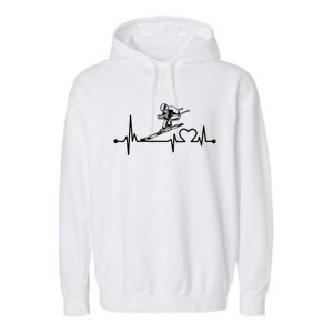 Ski Heartbeat Funny Skiing For Sports Cool Lover Gift Funny Gift Garment-Dyed Fleece Hoodie