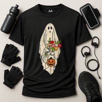 Spooky Halloween Floral Ghost Cooling Performance Crew T-Shirt