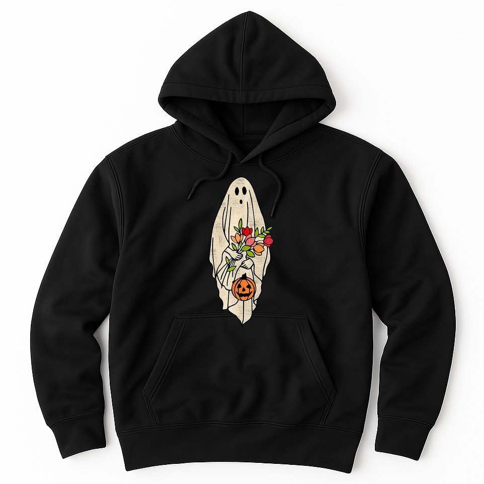 Spooky Halloween Floral Ghost Hoodie