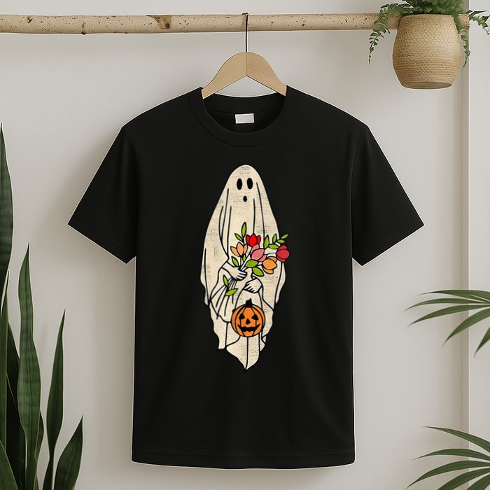 Spooky Halloween Floral Ghost T-Shirt