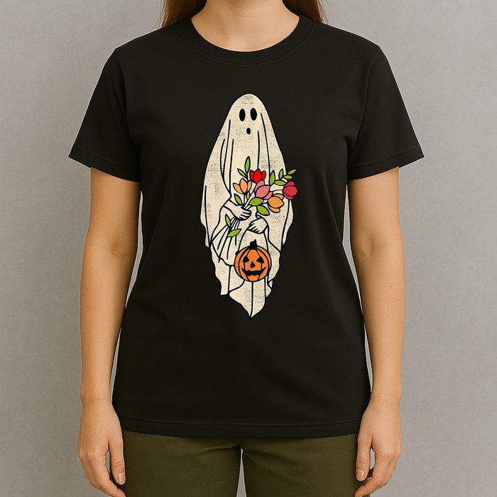 Spooky Halloween Floral Ghost T-Shirt