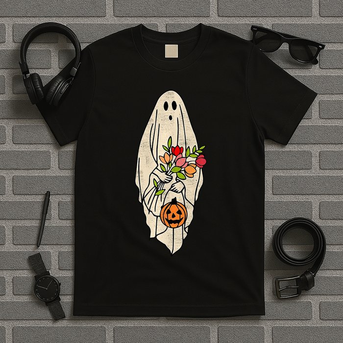 Spooky Halloween Floral Ghost T-Shirt