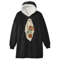 Spooky Halloween Floral Ghost Hooded Wearable Blanket