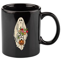 Spooky Halloween Floral Ghost 11oz C Handle Ceramic Mug